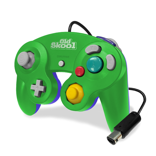 Manette filaire Old Skool verte/bleue pour GameCube: Vert