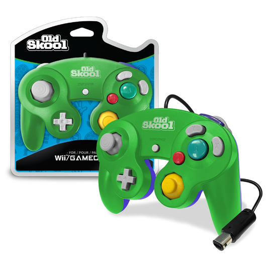 Manette filaire Old Skool verte/bleue pour GameCube: Vert