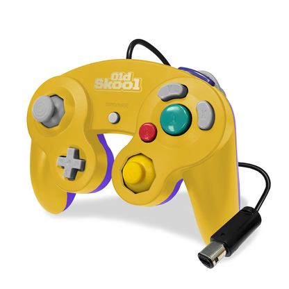 Manette filaire Old Skool pour Wii/GameCube jaune et violet: Jaune