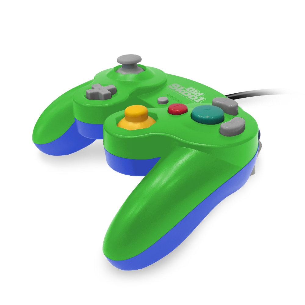 Old Skool Wired GameCube Controller - Green/Blue: Green