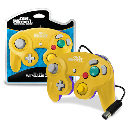 Manette filaire Old Skool pour Wii/GameCube jaune et violet: Jaune