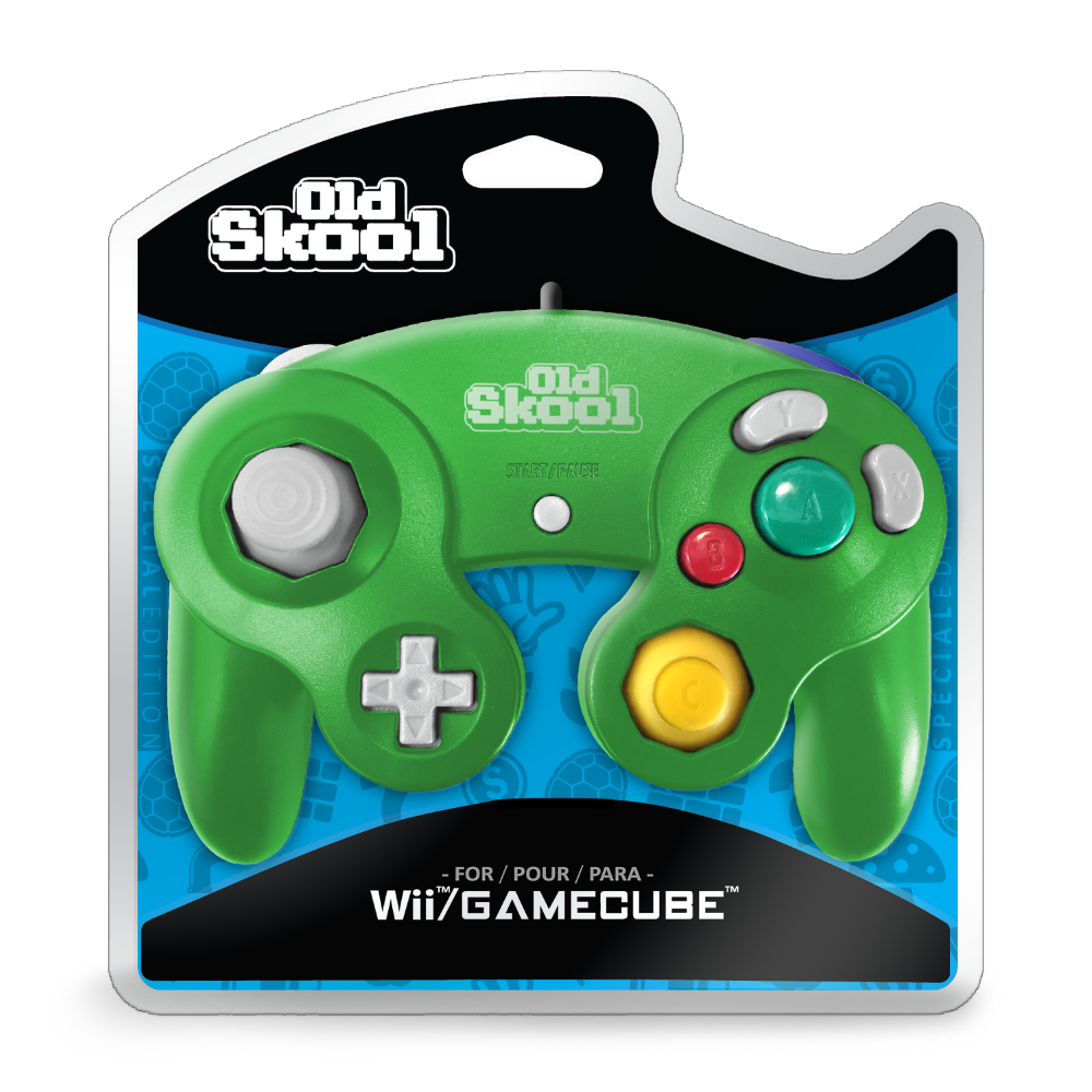 Old Skool Wired GameCube Controller - Green/Blue: Green