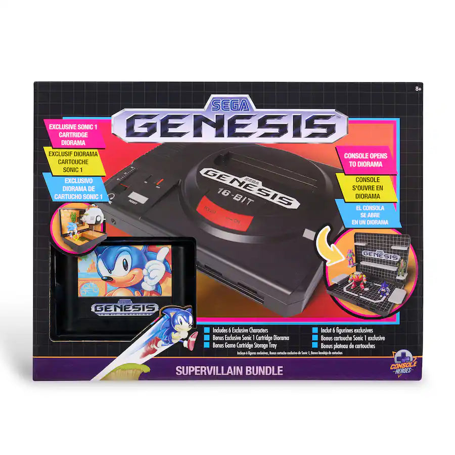 Console Heroes Sega Genesis Display Console: Supervillain Boss Bundle + Sonic 1