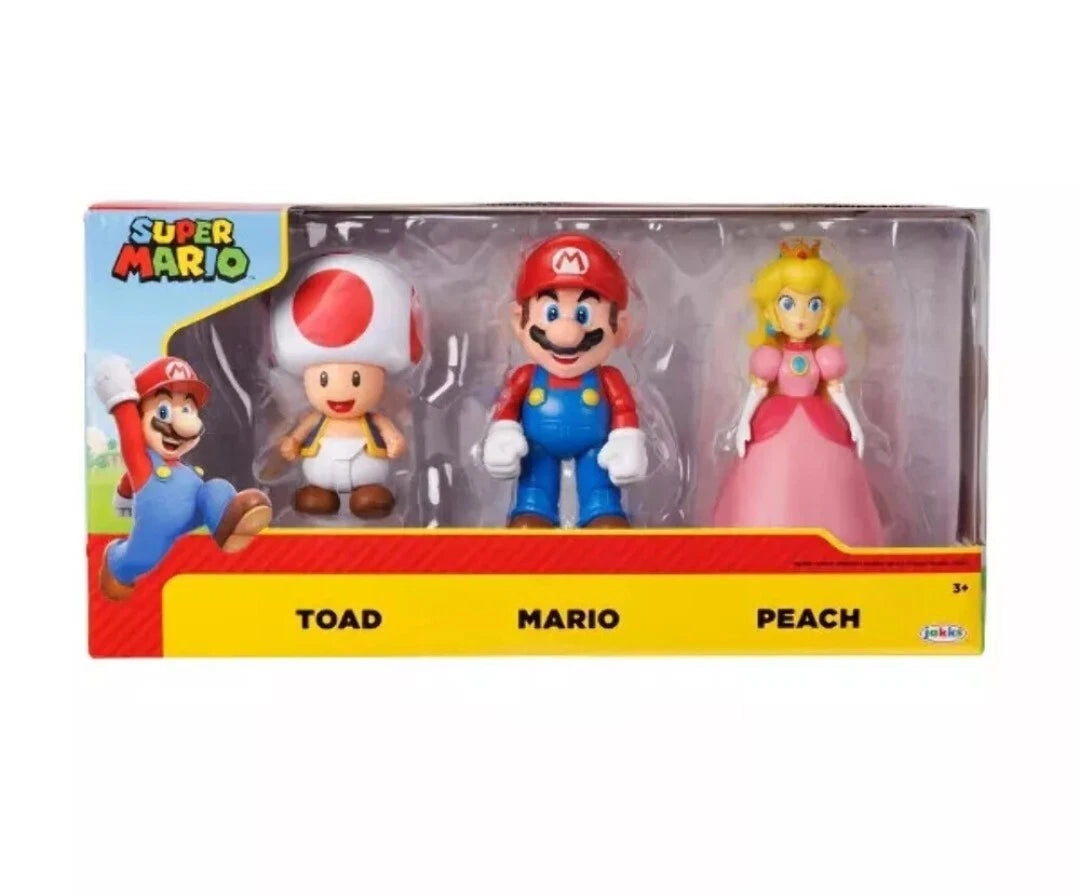 Nintendo Super Mario Toad Mario & Peach  Ensemble de figurines 3 Pack