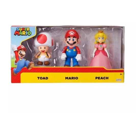 Nintendo Super Mario Toad Mario & Peach  Ensemble de figurines 3 Pack